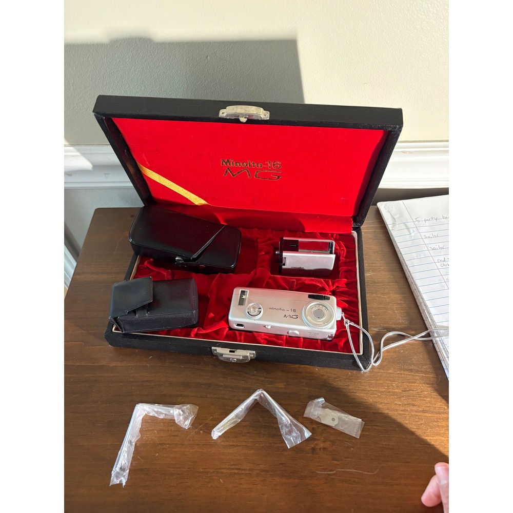 Vintage Minolta-16 MG Subminiature Spy Camera Kit with Case and Accessories